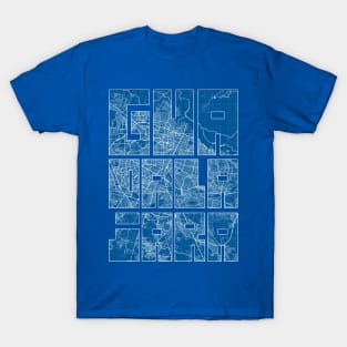 Guadalajara, Mexico Map Typography - Blueprint T-Shirt